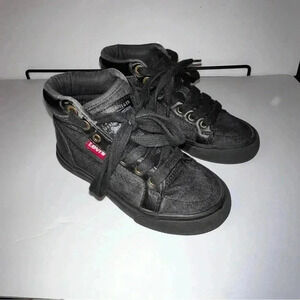 Levi's Youth Shoes Sz 11 Black Canvas Sneaker High Top Athletic Urban Skate